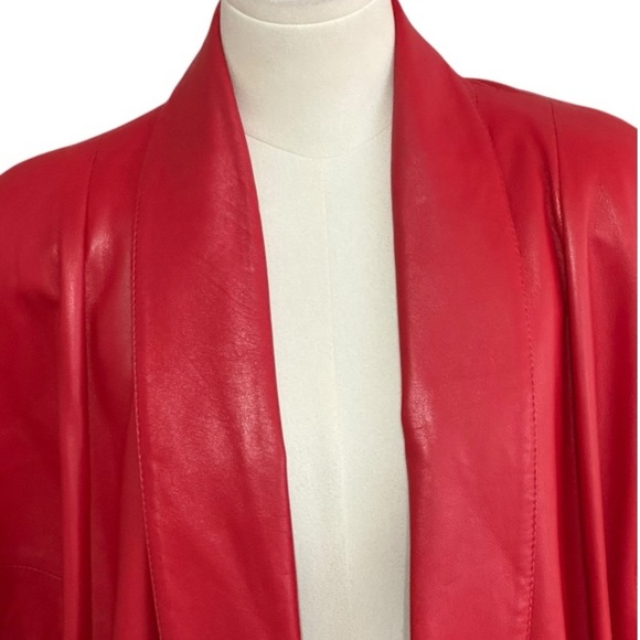 REMY Red Leather Jacket Blazer Coat Size XS S M Soft Holiday Party Casual Luxury - Picture 6 of 6
